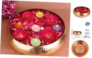 SATVIK Decorative 9.5 Inch Hammered Pattern Copper Urli For Floating Candles