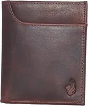 [BALLATHE] Slim Orginal Hunter Leather Wallet for Men with RFID Bifold 6 Card Holder Small Wallet, Dark Brown, Minimalist