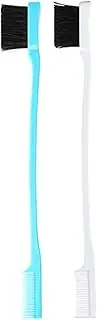 Hair Edge Control Brush, Smooth Gentle Hair Gel Edge Control Natural Look Polish Hair Tool Dual Ended Hair Comb Brush,18 cm (Blue + white)