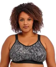 Goddess Sport Wire-Free Sports Bra - Black Snake (Size 12GG)
