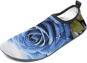 [BTCOWZRV] Water Shoes for Women Men Romantic Blue Rose Water Sports Shoes Slip-on Breathable Lightweight Athletic Aqua Sock