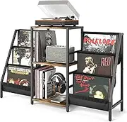 Record Player Stand With Storage for Up to 280 Albums, Turntable Table With Display Shelf and Media Cabinet