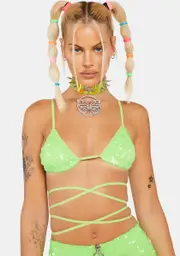 [Club Exx] Lime Infinity Dream Sequin Bra Top