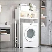 SPXMQSS Over Toilet Storage, Washing Machine Storage Unit Cupboard, Freestanding Bathroom Space Saver with Transparent Door Over-The-Toilet Cabinet, Black/White A 70x25x135cm