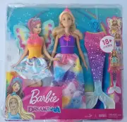 New Barbie Dreamtopia Rainbow Cove Dress Up Outfit Giftset Blonde Damaged Box