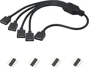 GELRHONR 12V 4 PIN RGB Splitter Cable LED Strip Connector, RGB 4 Pin Splitter 1 to 4 Cable 5050 LED Tape Light Connector,Extension Cable for Computer Fan Motherboard(5-12v)(1 to 4)