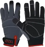 Handlandy Mens Work Gloves Touch screen, Synthetic Leather Utility Gloves, Flexible Breathable Spendex - Padded Knuckles & Palm