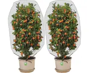 Insect Bird Barrier Netting Mesh with Drawstring - Garden Bug Netting Plant Cover for Protect Plant Fruits Flower from Insect Bird Eating(2 pcs)$