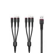 6-in-1 USB Cable 6-ports Data Cable Micro-usb Type-c Apple Lightning Mobile Phone Charging Cable for iPhoneX/XS/XR Huawei Xiaomi Oppo Cellphone black
