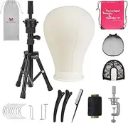 Neverland Beauty & Health Wig Head 58 cm, Wig Head with Wig Stand, Wig Making Mannequin Head with Practice Head Stand, Table Clip, T-Pins and Hair Brush