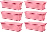 Window Boxes Planter, Railing Planter Box, Set of 6 Weather-Resistant Containers, Built-in Drainage Holes, 17.32x7.48x5.51in, Gardening Accessories for Vegetables, Kitchen, Balcony