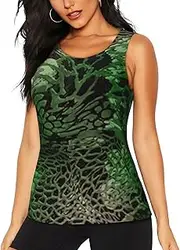 [OAZCVBNN] Green Snake Print Hot Summer Sleeveless Tops Athletic Tank Tops Gym Active Lifestyles Casual Outings