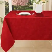 Rectangle Christmas RedTablecloth 60x84 Inch Waterproof Damask Jacquard Cloth
