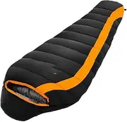 Sleeping Bag Sleeping Bag for Adult Duck Down Winter Cold Protection Envelope Sleeping Bag for Indoor Outdoor (Black and Orange 800g)