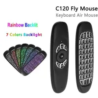 在飛比找露天拍賣優惠-c120飛鼠 空中電腦滑鼠 2.4g七彩背光鍵盤滑鼠 機頂盒