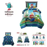 Kids Bedding Super Soft Comforter and Sheet Set, 4 Piece Twin Size, Mario