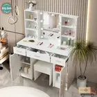 Mirror Dressing Table Makeup Table Stool Set Makeup Jewellery Organiser Cabinet