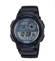 Casio Men's Quartz World Time Black Resin Band 43mm Watch AE1000W-2A2V