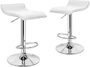 ALFORDSON 4 Pcs Bar Stool PU Leather Kitchen Barstools with Swivel Backless Seat in 53-73cm Adjustable Height Home Counter Dining Chairs with Footrest and Floor Protector, Saxton White