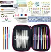 131 Pcs Crochet Hooks,Crochet Kit for Beginners with 26 Size Crochet Needle, Scissors, Stitch Marker DIY Hand Knitting Craft Art Tools,Crochet Set for Beginners and Professionals
