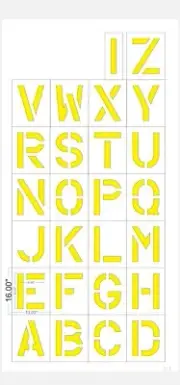 12" Alphabet Kit Stencils Parking Lot Playground 1/8" Plastic LDPE Striping