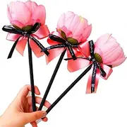 INLIVING 3 Pieces Artificial Flowers Decoration Handicraft Peony Flower Ballpoint Pens Gifts Singing Pen for Wedding Guest Book