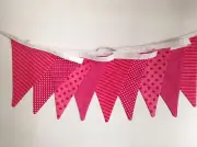 Bunting/flags Fabric "Girls love bright pink" Present Gift Party Shower nursery
