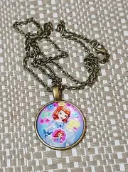 Sofia the First Princess Necklace/Pendant Glass Dome Pendant Girls/Kid Jewellery