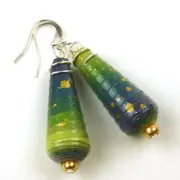 Handmade Hand Painted Paper Bead Earrings - Artisan Made in the USA!