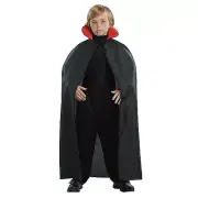 CHILD'S 45" VAMPIRE CAPE Black Halloween Kids Boys Totally Ghoul Dracula NEW