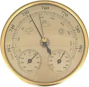 OnIUeZky 3 in 1 Barometer Indoor 5 Inch in Dia Metal Barometer Thermometer Hygrometer Golden Weather Barometer with Temperature Humidity Weather Station for Indoor Outdoor 1PC