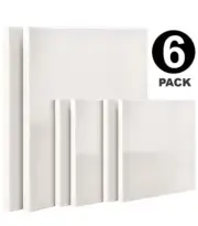 6 Pack White Canvas Double Primed Pre-Stretched Blank Canvases Oil Acrylic Paint
