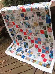 Classic 4-patch Multi Color Patchwork Quilt Top, U FInish, 55" x 61'