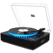 Record Player with Built-in Stereo Speakers, LED Control, 3-Speed Belt-Drive ...