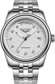 [carlien] Mens Watches Top Brand Luxury Automatic Date Week Mechanical Watches Gold Stainless Steel Wristwatch