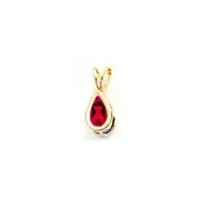 14K Yellow Gold 6x4mm Pear Ruby bezel pendant