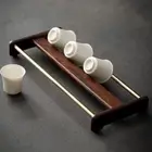 Double Row Cup Drying Rack Retro Tea Cup Storage Rack Ebony Teacup Holder Home
