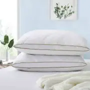 2 Pack Gusseted Goose Feather Down Bed Pillows King Size Pillows