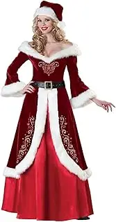 Christmas Clothes for Women - Holiday Dresses for Women,Santa Belt and Rough Edges, V-Neck with Hat for Christmas Queen Cosplay Jmedic