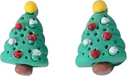 [Generic] Resin Christmas Tree Stud Earrings with Ornaments, 0.5 inches, 2.7g Weight, 0.5 Inches, Resin, No Gemstone