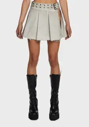 [DARKER WAVS] Replay Distressed Mini Skirt - Ecru