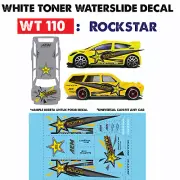 WT110 White Toner Waterslide Decals ROCK STAR For Custom 1:64 Hot Wheels