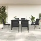 7 Piece Garden Dining Set Black Steel Textilene Outdoor Furniture Patio Ta 00699