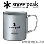 [ SNOW PEAK ] SP鈦金屬雙層杯 220ML / 鈦折疊把手杯 / MG-051FHR