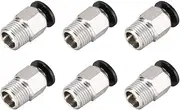 uxcell Straight Pneumatic Push to Quick Connect Fittings 1/8NPT Male X 4mm Tube OD Silver Tone 6pcs
