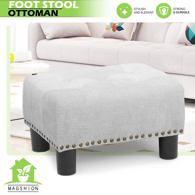 15" Ottoman Bench Rectangular Tufted Poufs Upholstered Lift Top Footstool Gray