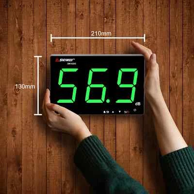 SNDWAY Wall-mounted Sound Level Meter Green Light 30-130 Db Digital Noise Meter