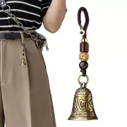 Vintage Brass Bell Car Pendant Bell Hand Bell Keychain Buddhist Scriptures Bell