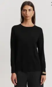 Country Road Merino Wool Crew Neck Pullover Jumper Knit, Black, Size M, 12, BNWT