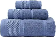 3pcs/Set Cotton Hand Shower Towels Bath Towel for Adults High Absorbent Home Hotel Pure Thick Towels Bathroom Bath Towel(Blue)